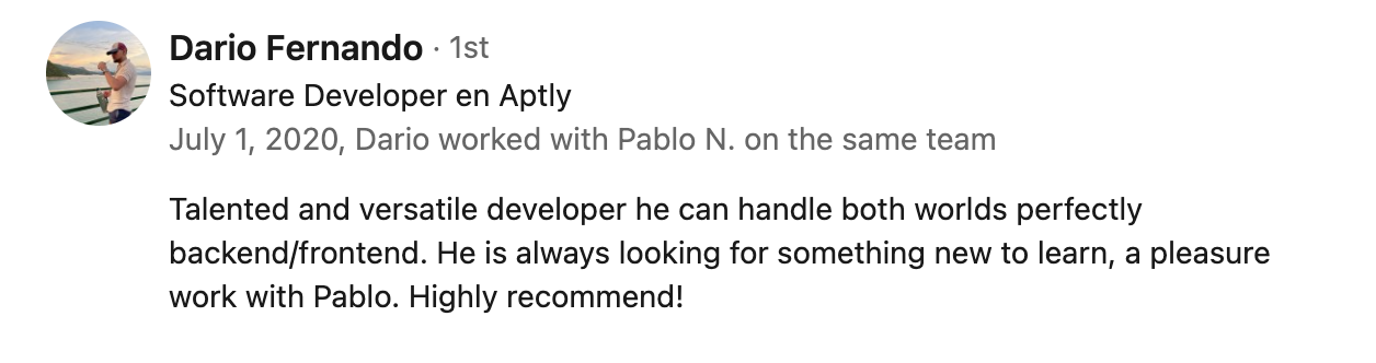 LinkedIn testimonial